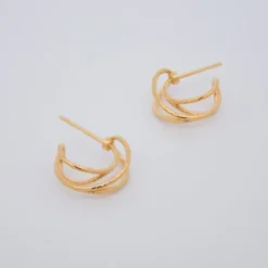 Pendientes Aros doble Plata Dorada 15mm