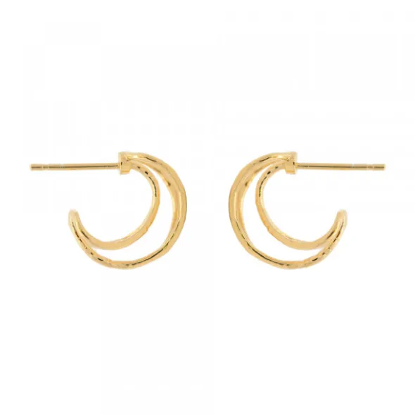 Pendientes Aros doble Plata Dorada 15mm