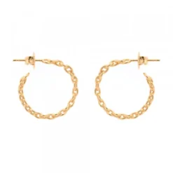 Pendientes Aros Eslabones Plata Dorada