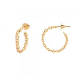 Pendientes Aros Eslabones Plata Dorada