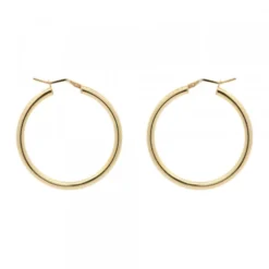 Pendientes Aros Martelé Plata Dorada 36mm