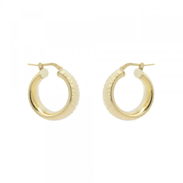 Pendientes Aro Textura Plata Dorada 20mm