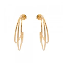 Pendientes Aro Triple Plata Dorada