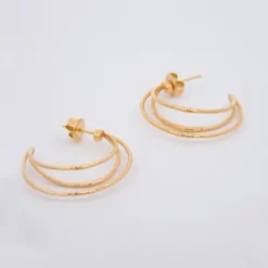 Pendientes Aro Triple Plata Dorada