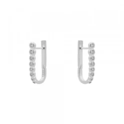 Pendientes Aro U Plata y Circonitas 18mm