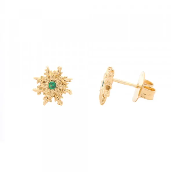 Pendientes Basic Colors Plata Dorada y Circonita Verde