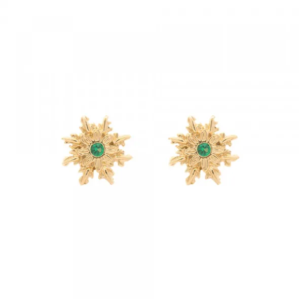 Pendientes Basic Colors Plata Dorada y Circonita Verde