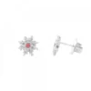 Pendientes Basic Colors Plata y Circonita Roja
