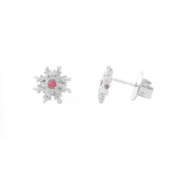 Pendientes Basic Colors Plata y Circonita Roja