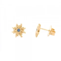 Pendientes Basic Colors Plata Dorada y Circonita Azul