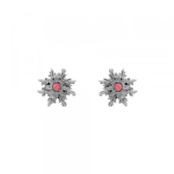 Pendientes Basic Colors Rutenio y Circonita Roja