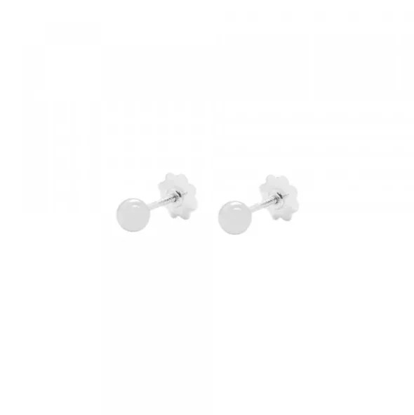 Pendientes Bebé Bola Oro Blanco 3mm
