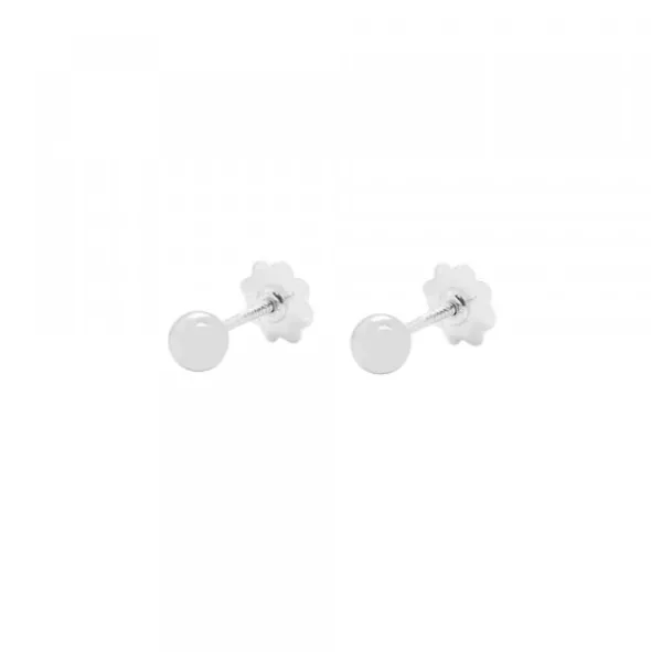 Pendientes Bebé Bola Oro Blanco 4mm