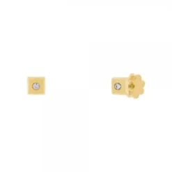 Pendientes Bebé Cuadrados Oro y Circonita 3mm