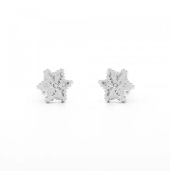 Pendientes Bebé Eguzkilore Oro Blanco y Diamante 5mm