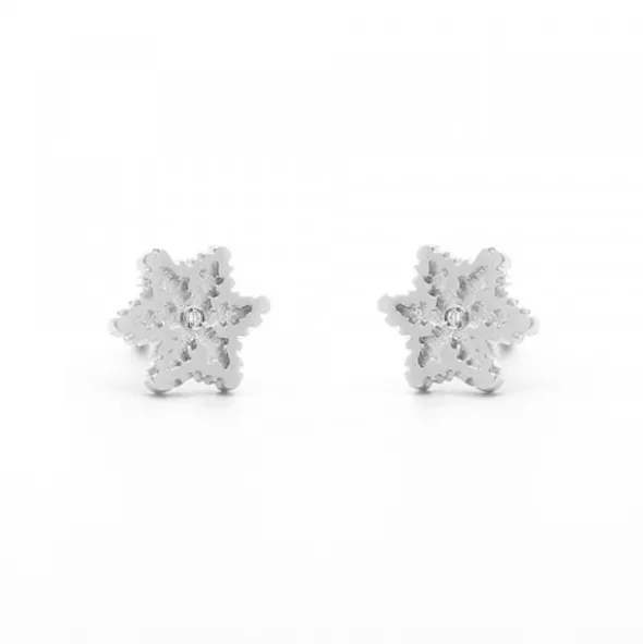 Pendientes Bebé Eguzkilore Oro Blanco y Diamante 6,5mm