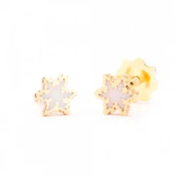 Pendientes Bebé Eguzkilore Oro y Esmalte Blanco 5mm