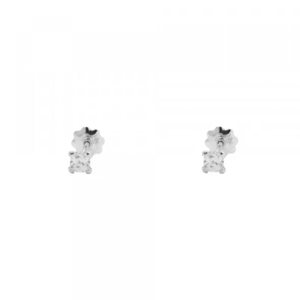 Pendientes Bebé Oro Blanco y Circonita Engarzada 3mm