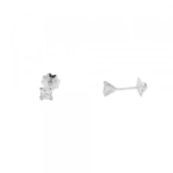 Pendientes Bebé Oro Blanco y Circonita Engarzada 3mm