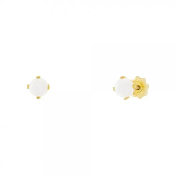 Pendientes Bebé Oro y Perla 4mm Engarzada