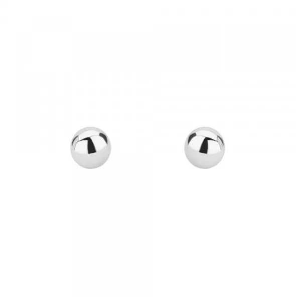 Pendientes Bola Oro Blanco 5mm