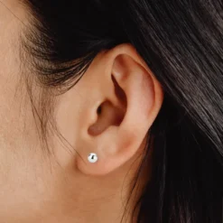 Pendientes Bola Oro Blanco 7mm