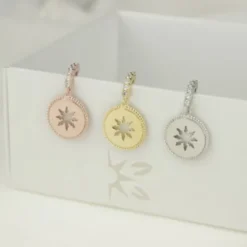 Pendientes B2 Plata Rosa y Circonitas Blancas