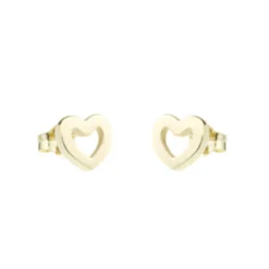 Pendientes Corazón Plata Dorada 9mm