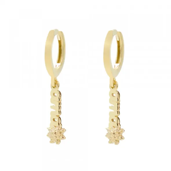 Pendientes Cripa Letras Ama de Plata Dorada 11mm