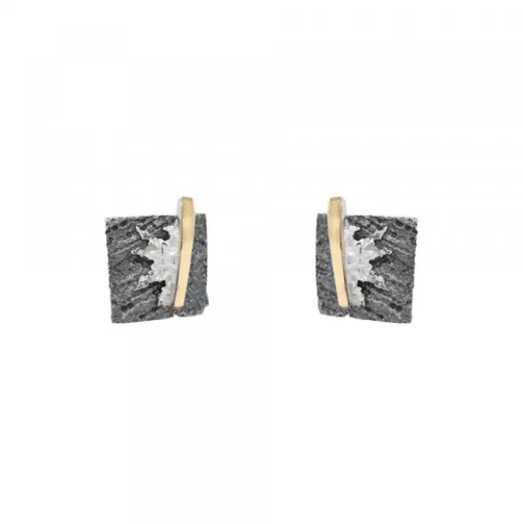 Pendientes Cuadrados Flysch Plata y Lámina de Oro