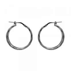 Pendientes Doble Aro Entorchados Plata Negra 22mm