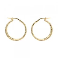 Pendientes Doble Aro Entorchado Plata Dorada 22mm