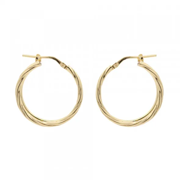 Pendientes Doble Aro Entorchado Plata Dorada 22mm