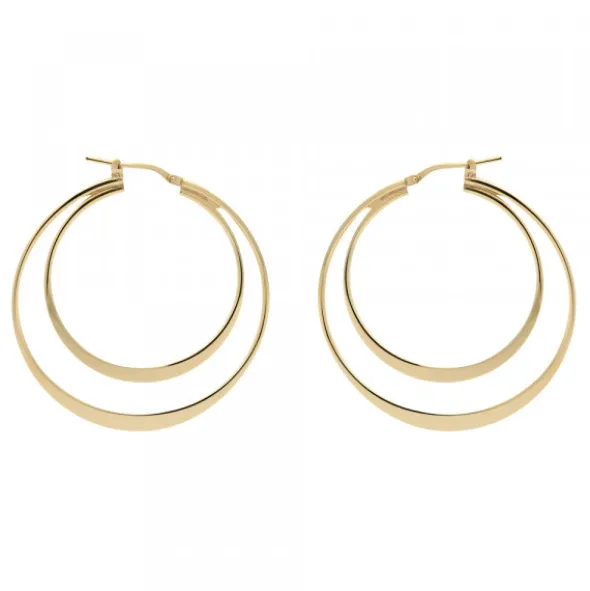 Pendientes Doble Aro Plata Dorada 40mm