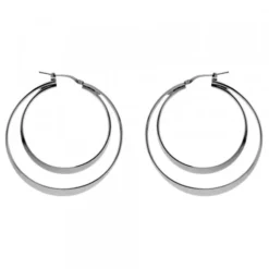 Pendientes Doble Aro Plata Negra 40mm
