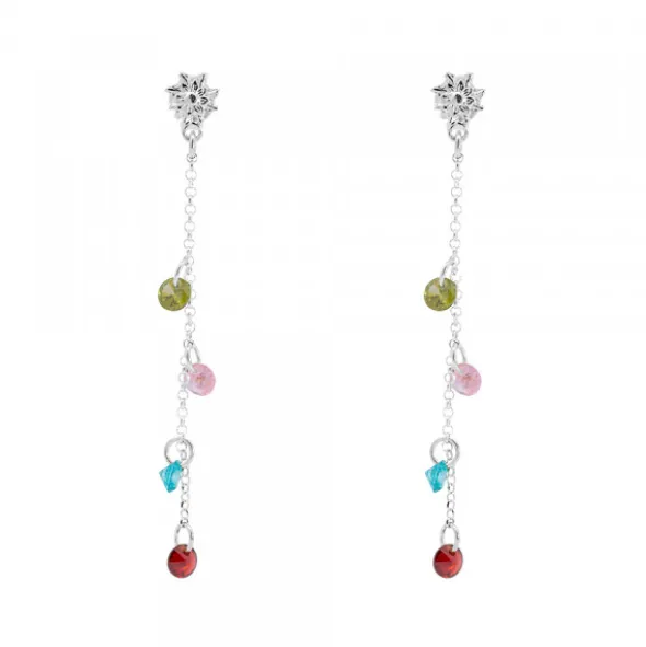 Pendientes Eguzkilore de Plata con Cristales Multicolor