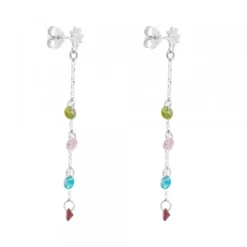 Pendientes Eguzkilore de Plata con Cristales Multicolor