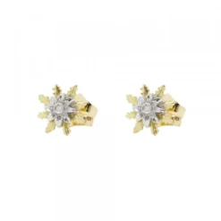 Pendientes Eguzkilore Oro Bicolor y Brillante 9mm