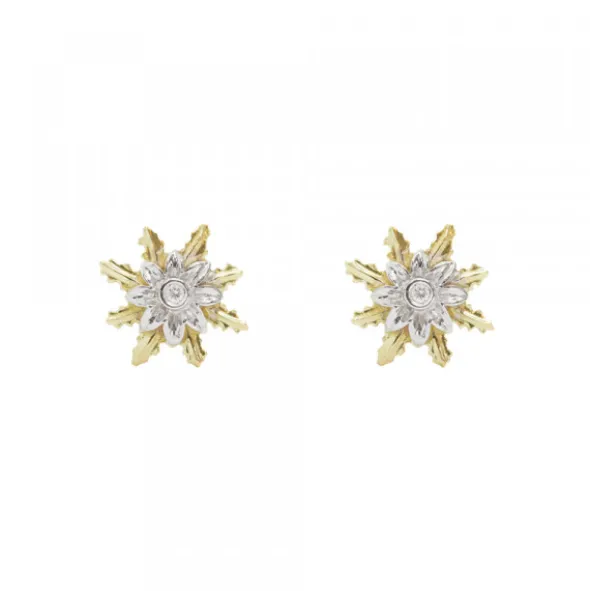 Pendientes Eguzkilore Oro Bicolor y Brillante 9mm
