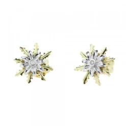 Pendientes Eguzkilore Oro Bicolor y Brillante 12mm