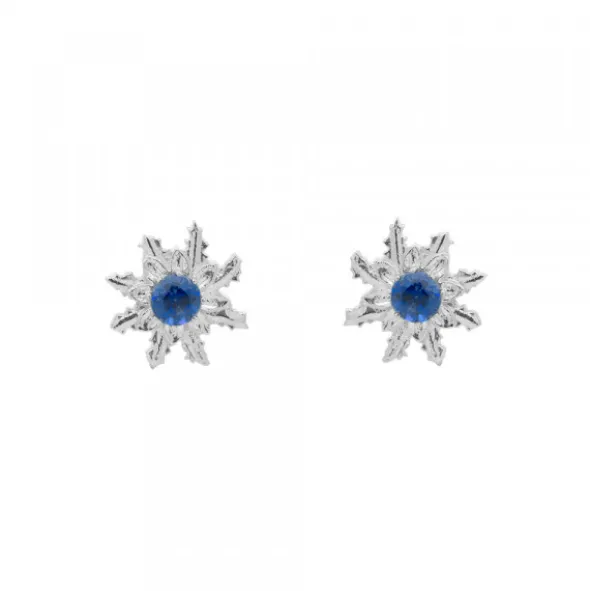 Pendientes Eguzkilore Oro Blanco y Zafiro