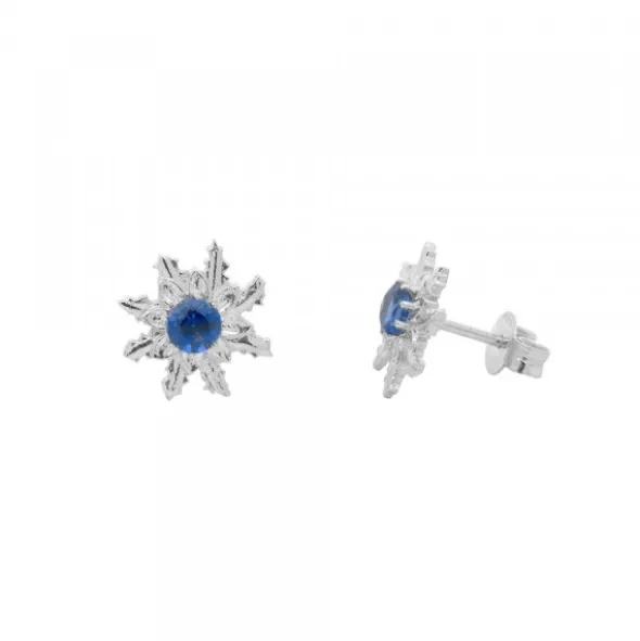 Pendientes Eguzkilore Oro Blanco y Zafiro