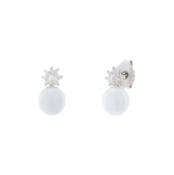 Pendientes Eguzkilore Plata y Perla Cultivada 8,5mm
