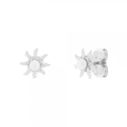 Pendientes Eguzkilore Plata y Perla 11mm