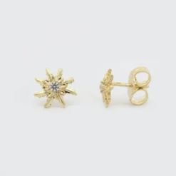 Pendientes Eguzkilore Plata Dorada y Circonita 11mm