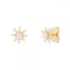 Pendientes Eguzkilore Plata Dorada y Perla 11mm