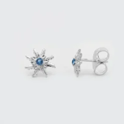 Pendientes Eguzkilore Plata y Circonita Azul 11mm