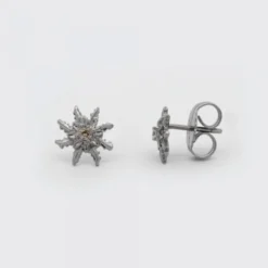 Pendientes Eguzkilore Plata Negra y Circonita Cognac 11mm