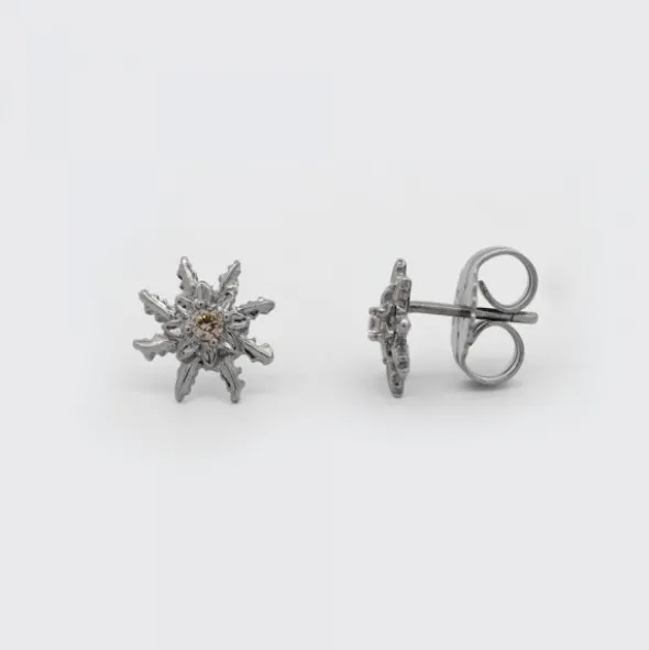 Pendientes Eguzkilore Plata Negra y Circonita Cognac 11mm