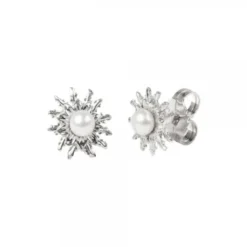 Pendientes Eguzkilore Plata y Perla 14mm